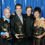 Eric Schwartzman with clients Doug Jack, Kenny Ortega and Sarah Kawahara at the Emmy Awards